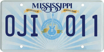 MS license plate OJI011