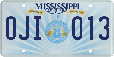 MS license plate OJI013