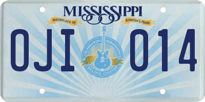 MS license plate OJI014