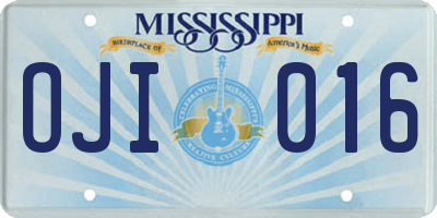 MS license plate OJI016