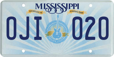 MS license plate OJI020