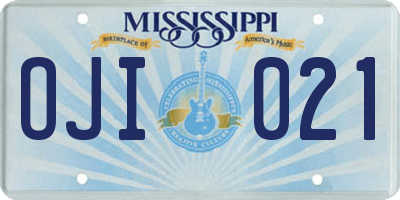 MS license plate OJI021