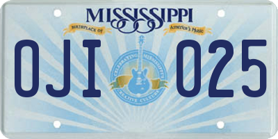 MS license plate OJI025