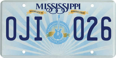 MS license plate OJI026