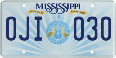 MS license plate OJI030