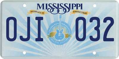 MS license plate OJI032