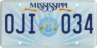 MS license plate OJI034