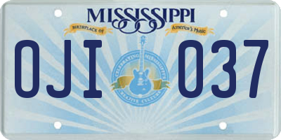MS license plate OJI037