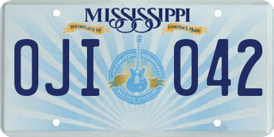 MS license plate OJI042