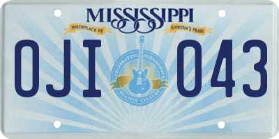 MS license plate OJI043