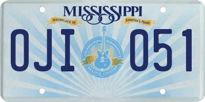 MS license plate OJI051