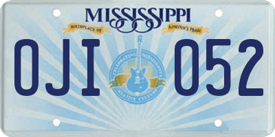 MS license plate OJI052