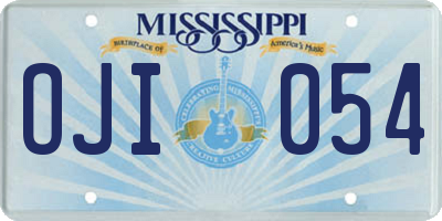 MS license plate OJI054