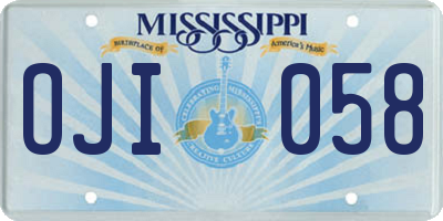 MS license plate OJI058