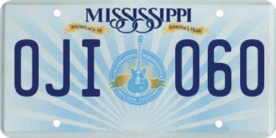 MS license plate OJI060