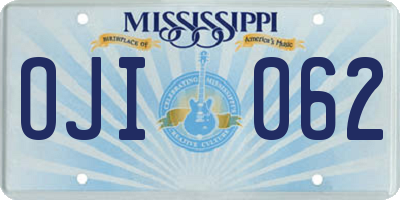MS license plate OJI062