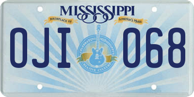 MS license plate OJI068