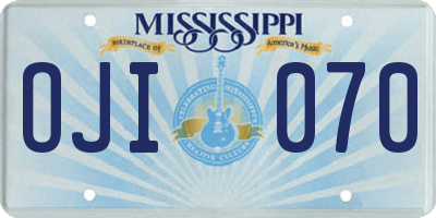 MS license plate OJI070