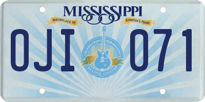 MS license plate OJI071