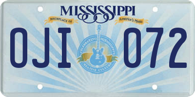 MS license plate OJI072