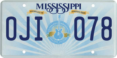 MS license plate OJI078