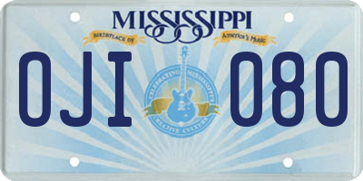 MS license plate OJI080