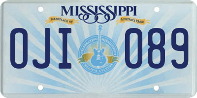 MS license plate OJI089