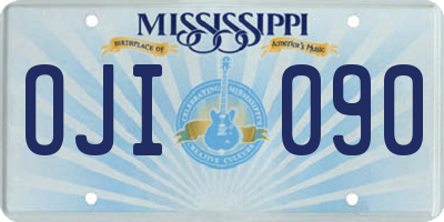 MS license plate OJI090