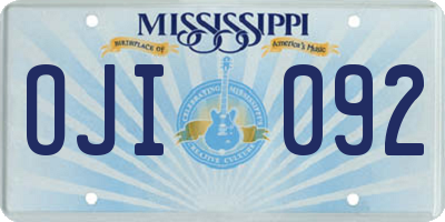 MS license plate OJI092