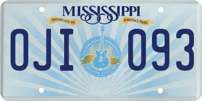 MS license plate OJI093