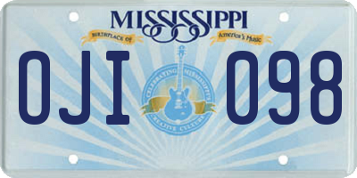 MS license plate OJI098