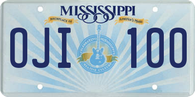MS license plate OJI100