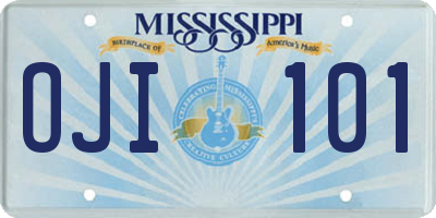 MS license plate OJI101