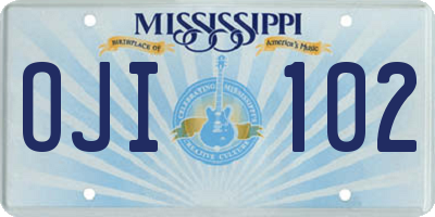MS license plate OJI102