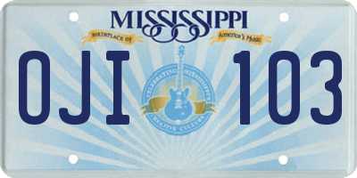 MS license plate OJI103