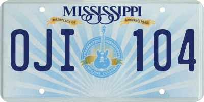 MS license plate OJI104