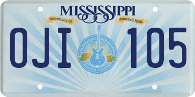 MS license plate OJI105