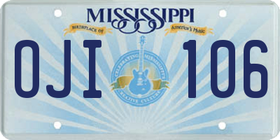 MS license plate OJI106