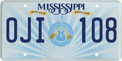 MS license plate OJI108