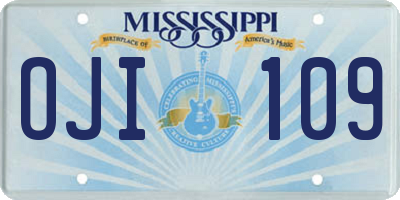 MS license plate OJI109