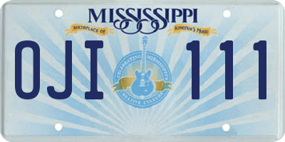 MS license plate OJI111