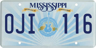 MS license plate OJI116