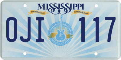 MS license plate OJI117