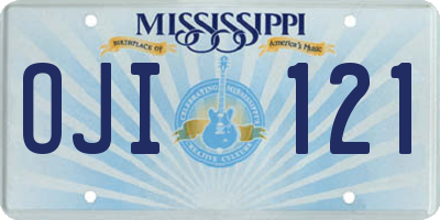 MS license plate OJI121