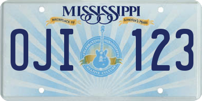 MS license plate OJI123