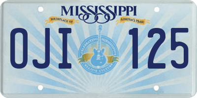 MS license plate OJI125
