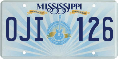 MS license plate OJI126