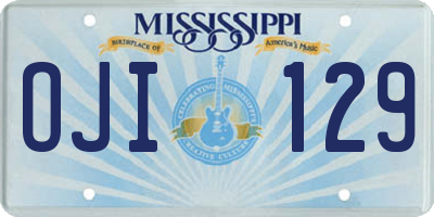 MS license plate OJI129