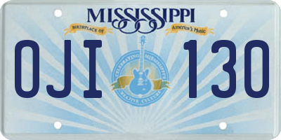 MS license plate OJI130