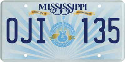 MS license plate OJI135